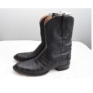 Tecovas The Earl Cowboy Boots 12.5D Black Carbon Caiman Leather Mens Western